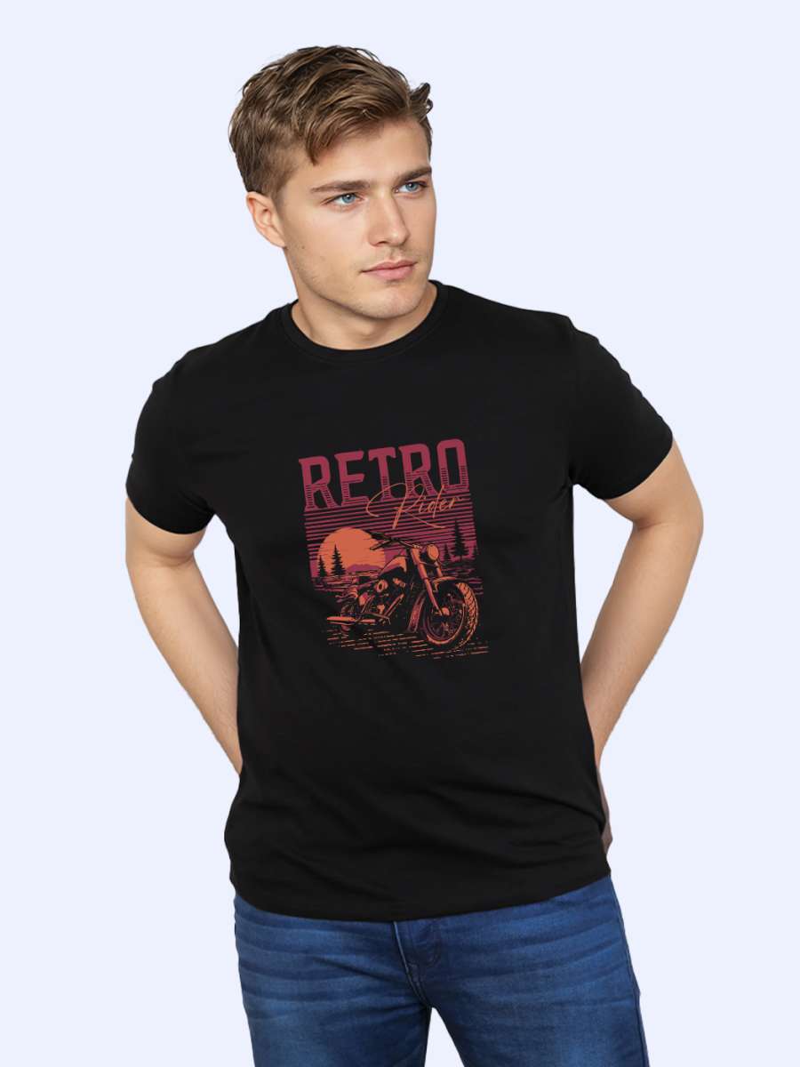 Retro Rider T-Shirt For Men - Half Sleeve