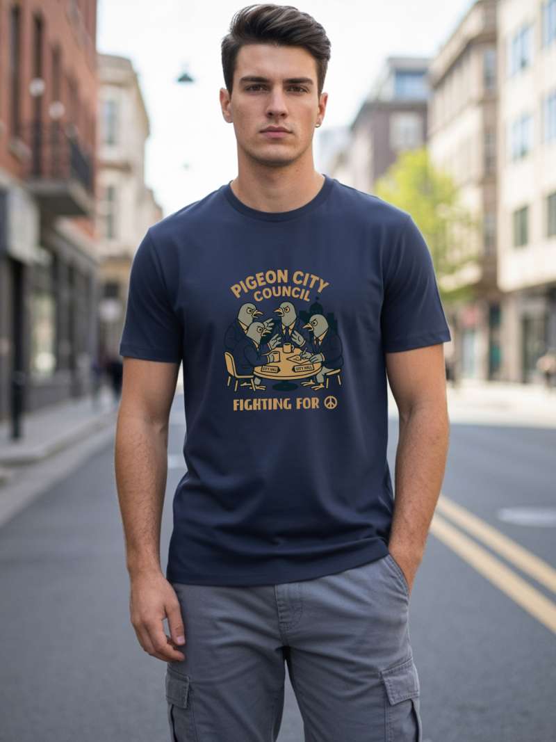 Pigeon City Council T-Shirt For Men - Half Sleeve
