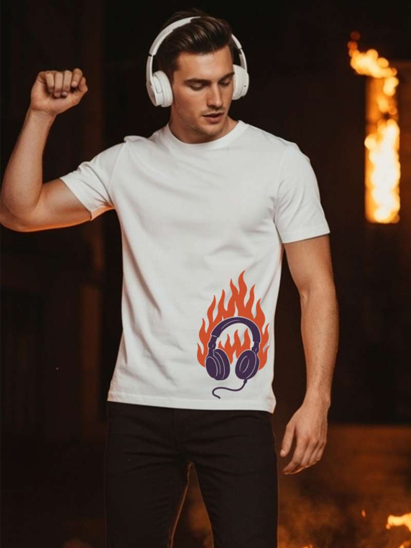 Headphone T-Shirt For Men - Half Sleeve