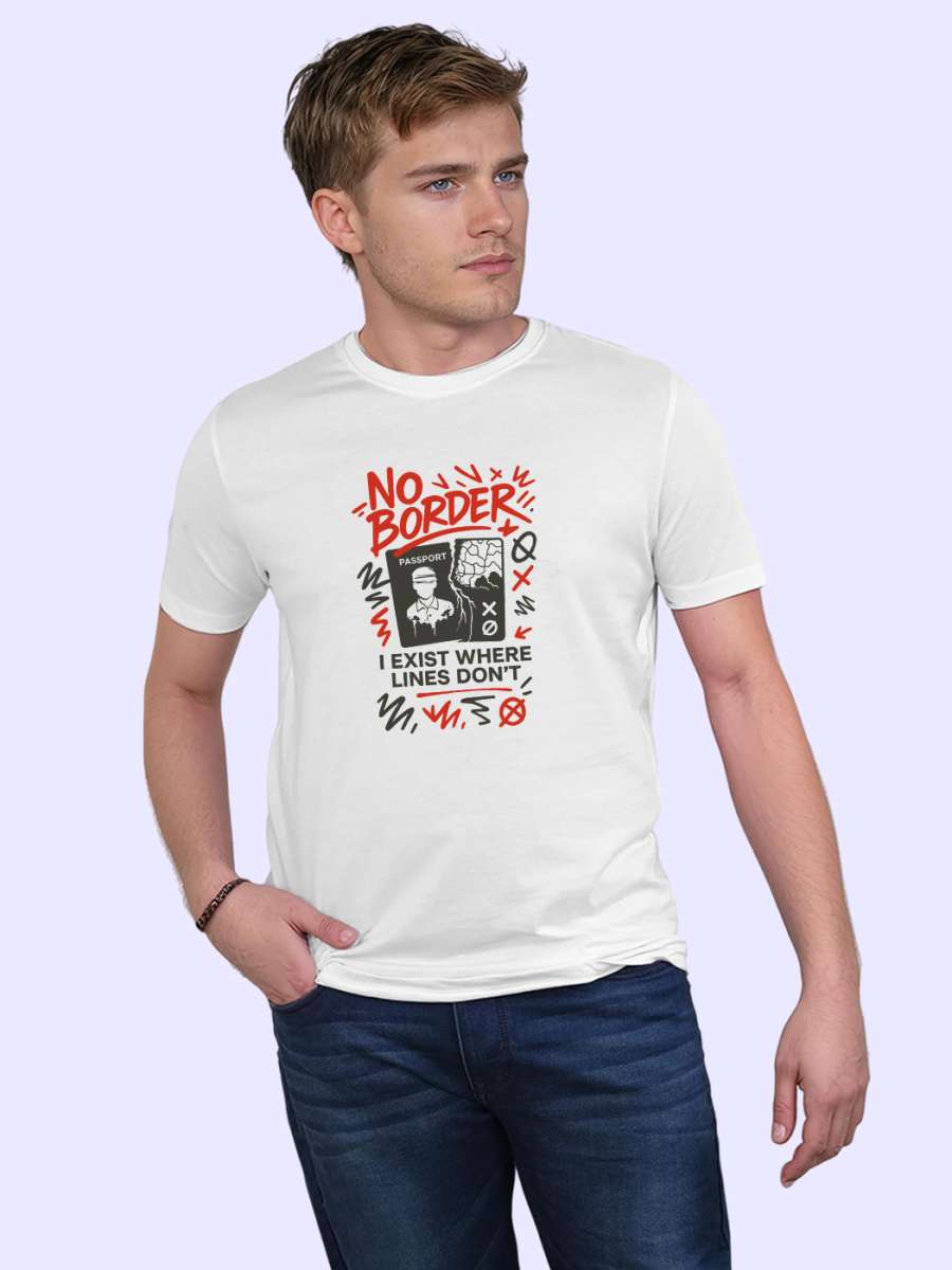 No Border T-Shirt For Men - Half Sleeve - Image 3