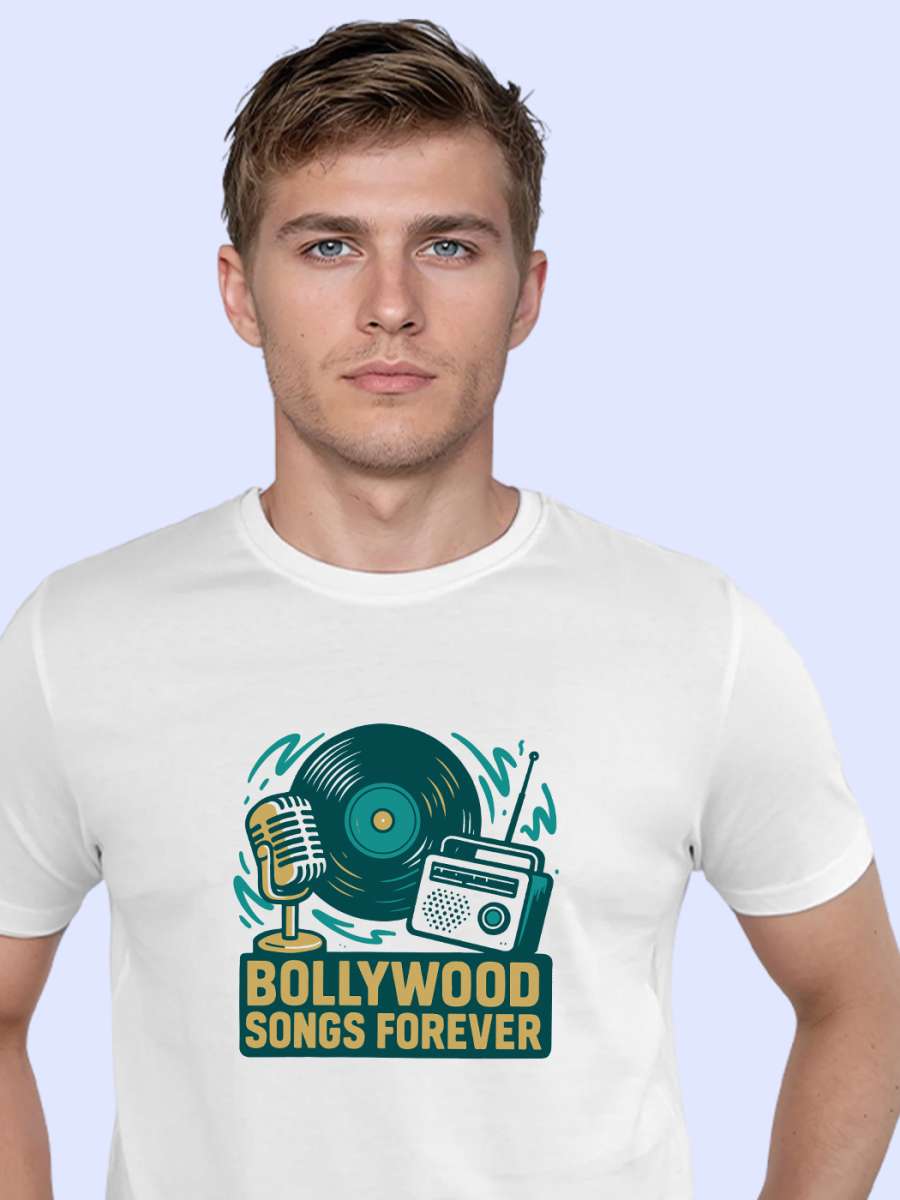 Bollywood Songs Forever T-Shirt For Men - Half Sleeve - Image 2