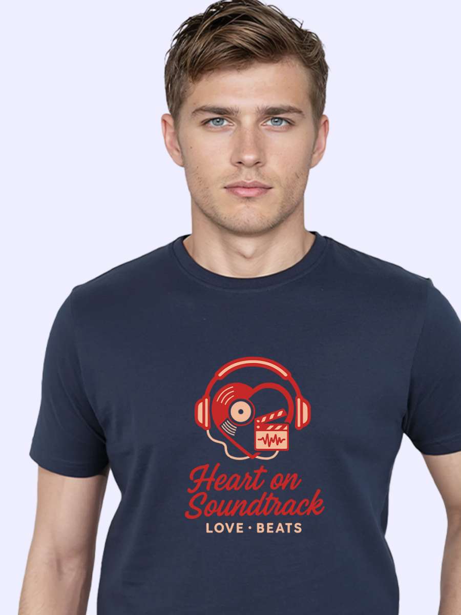 Heart on Soundtrack T-Shirt For Men - Half Sleeve - Image 2