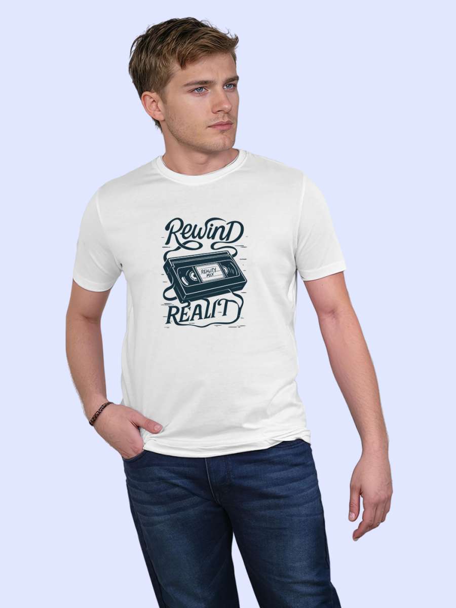 Rewind Reality T-Shirt For Men - Half Sleeve - Image 3