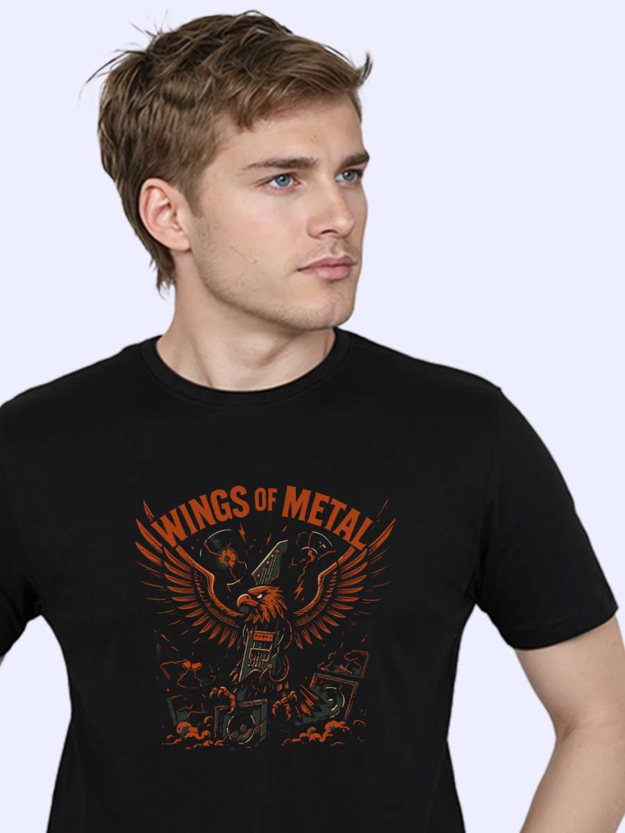 Wings of Metal T-Shirt For Men - Half Sleeve - Image 2
