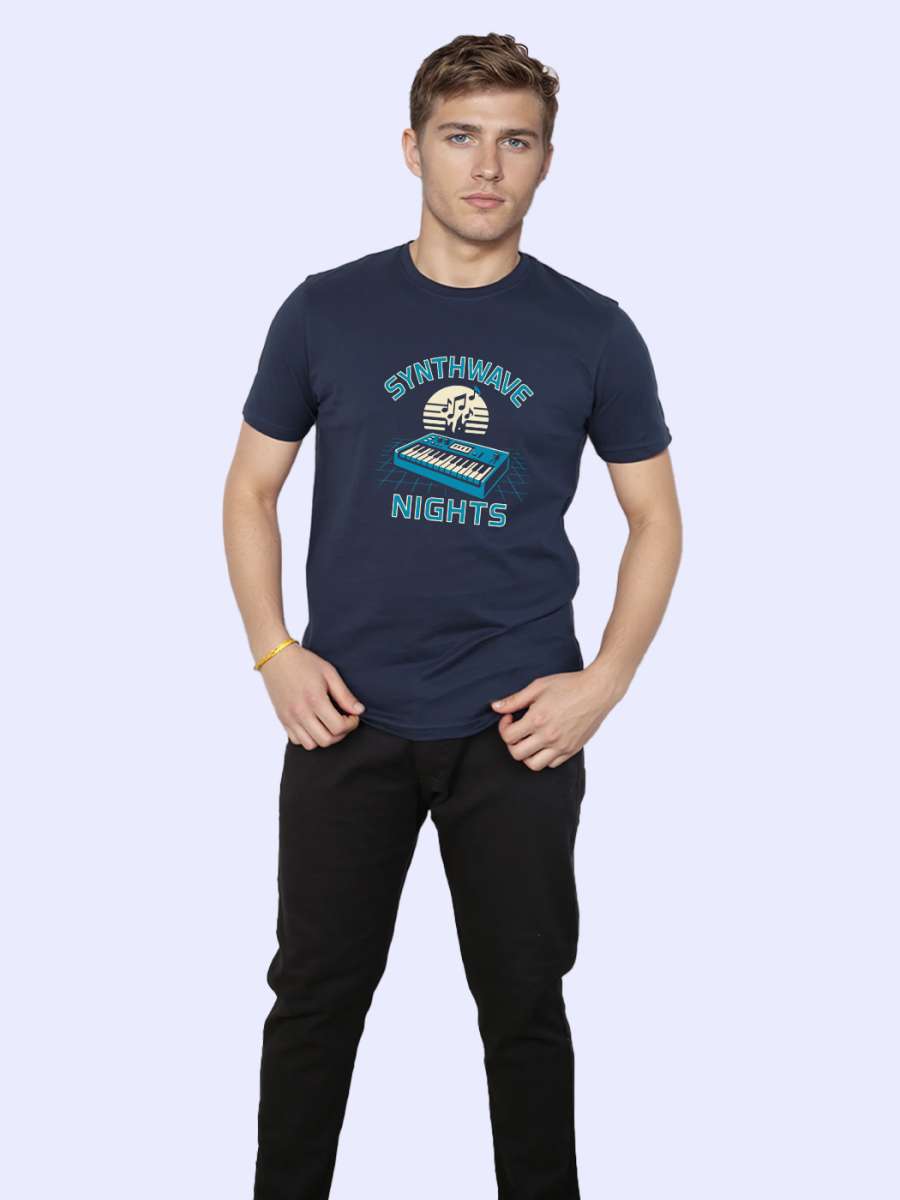 Synthwave Nights T-Shirt For Men - Half Sleeve - Image 4