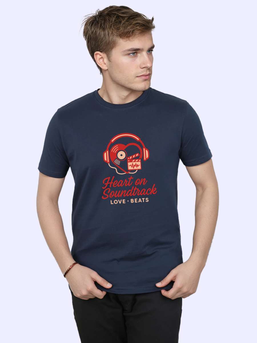 Heart on Soundtrack T-Shirt For Men - Half Sleeve - Image 3