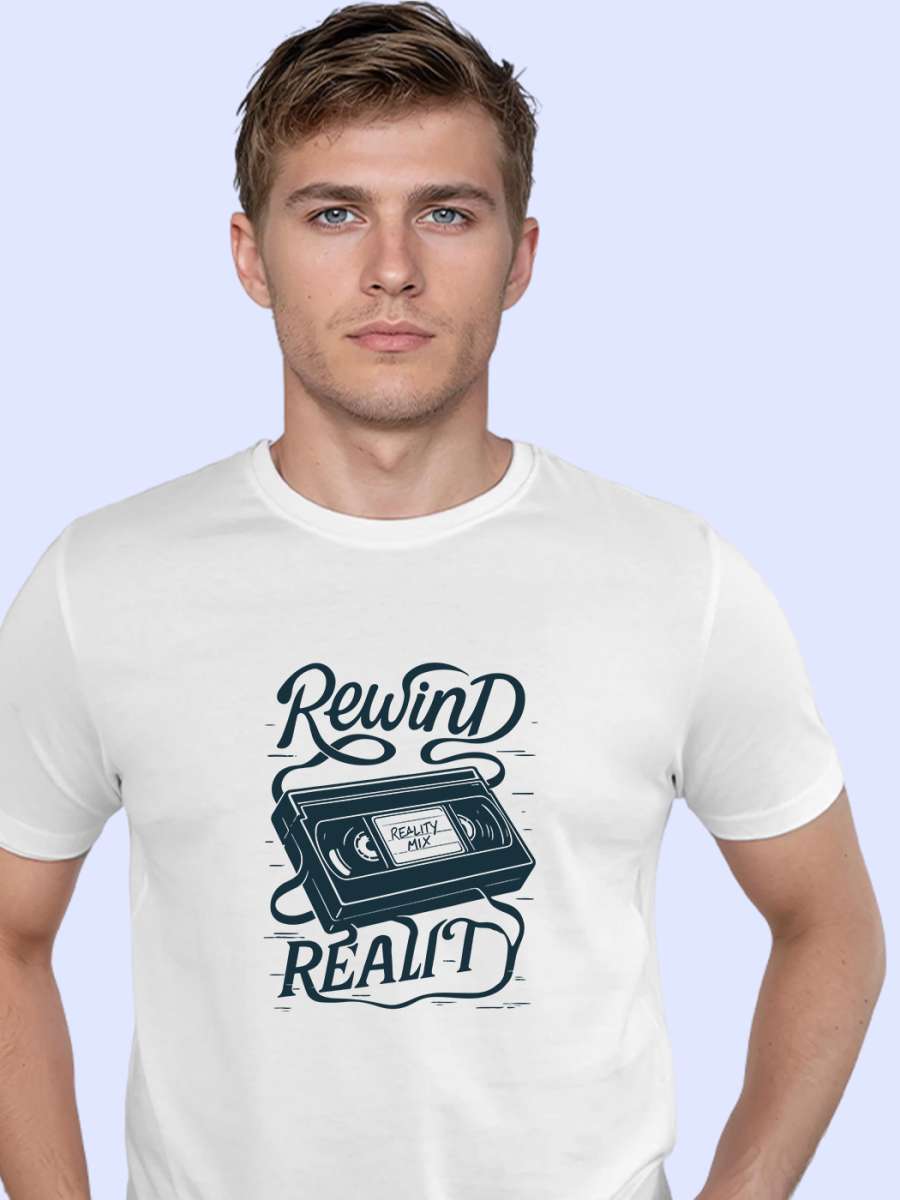 Rewind Reality T-Shirt For Men - Half Sleeve - Image 2
