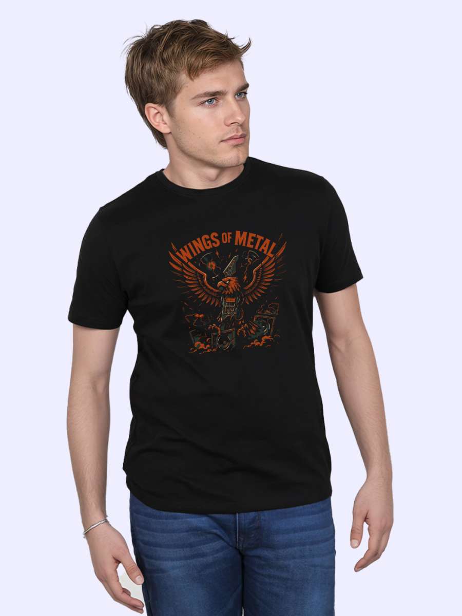 Wings of Metal T-Shirt For Men - Half Sleeve - Image 3