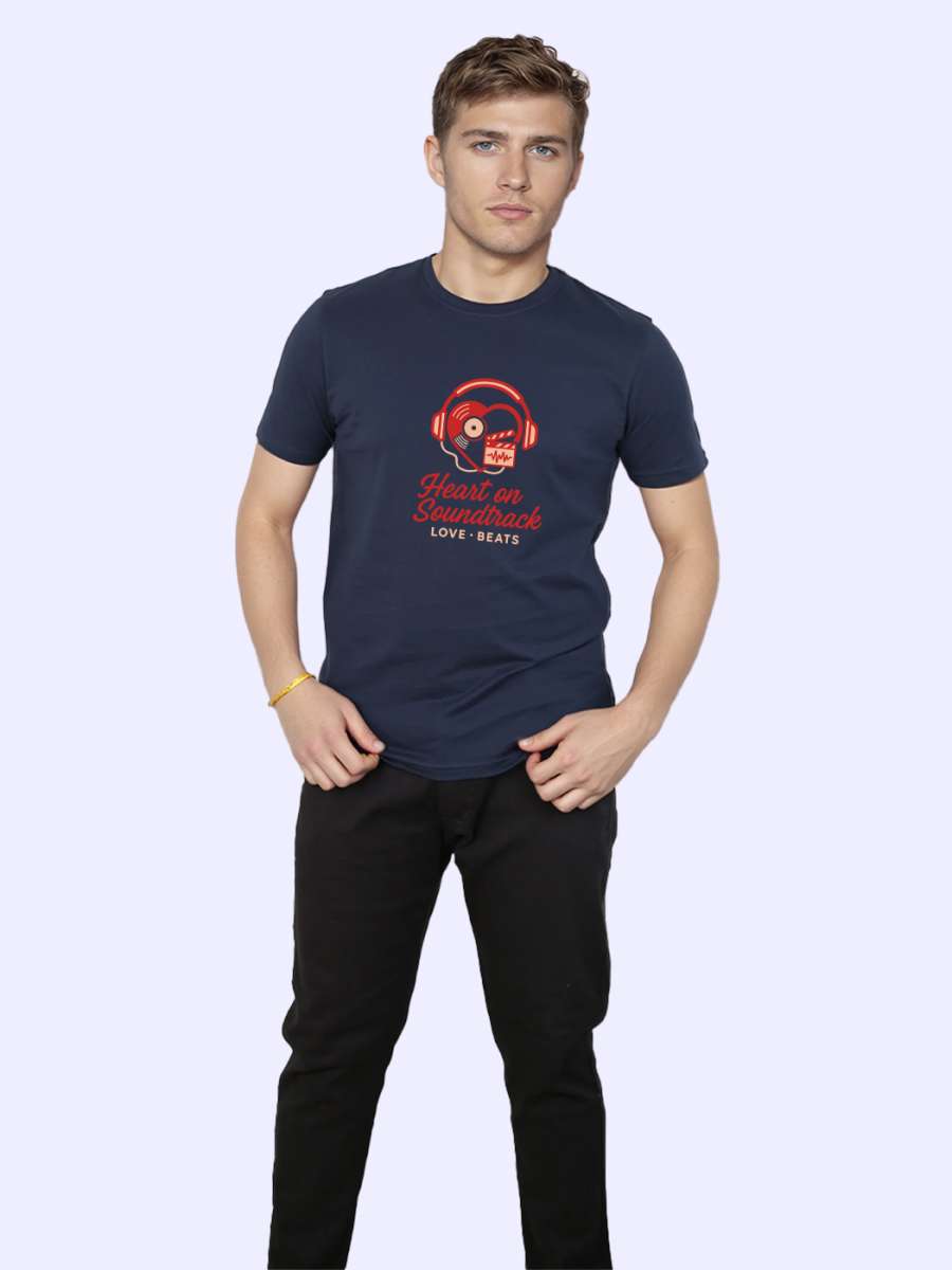 Heart on Soundtrack T-Shirt For Men - Half Sleeve - Image 4