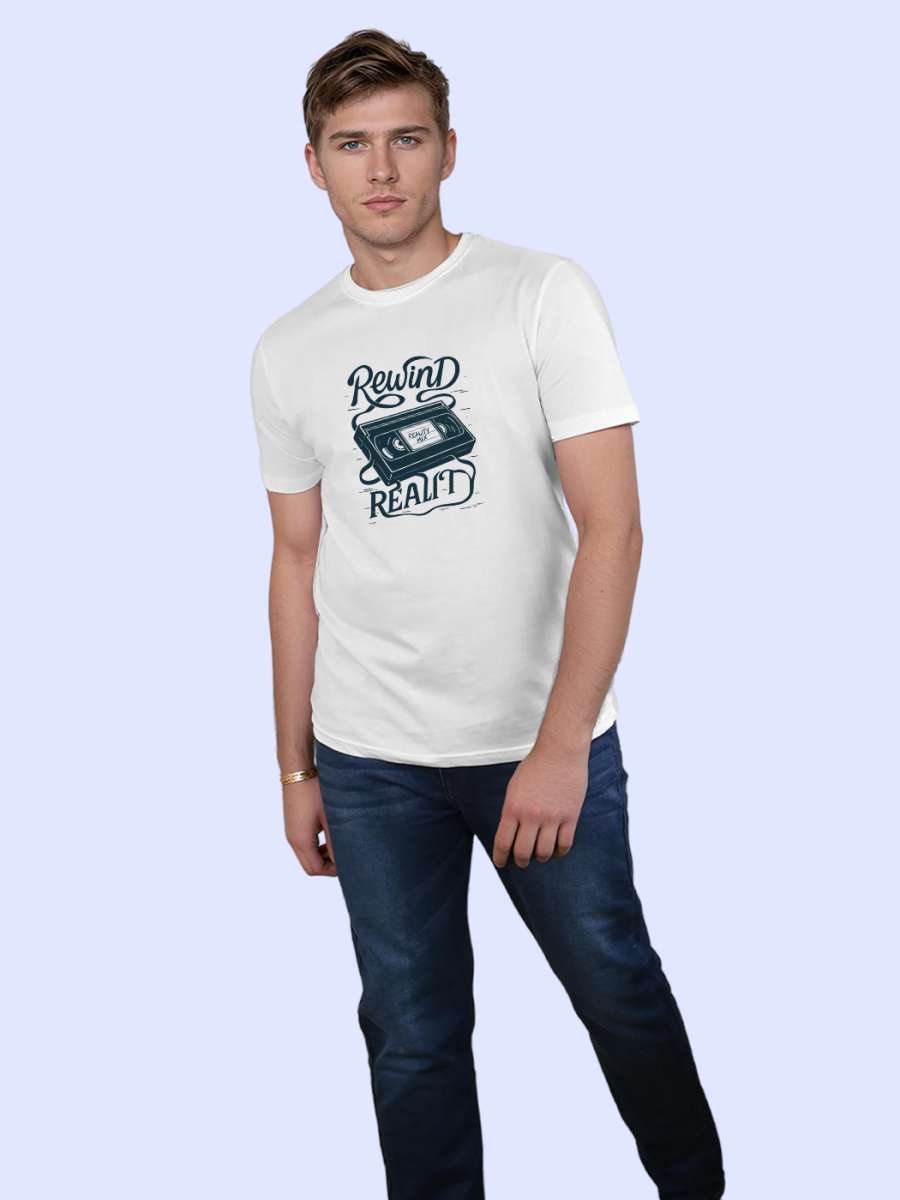Rewind Reality T-Shirt For Men - Half Sleeve - Image 4