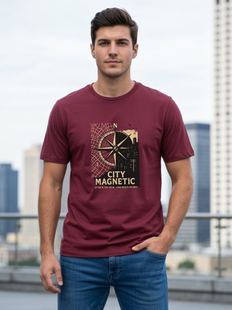 City Magnetic T-Shirt For Men - Half Sleeve