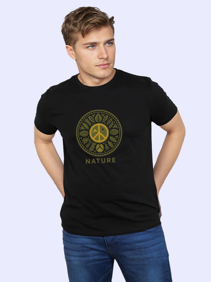 Peace Nature T-Shirt For Men - Half Sleeve - Image 3