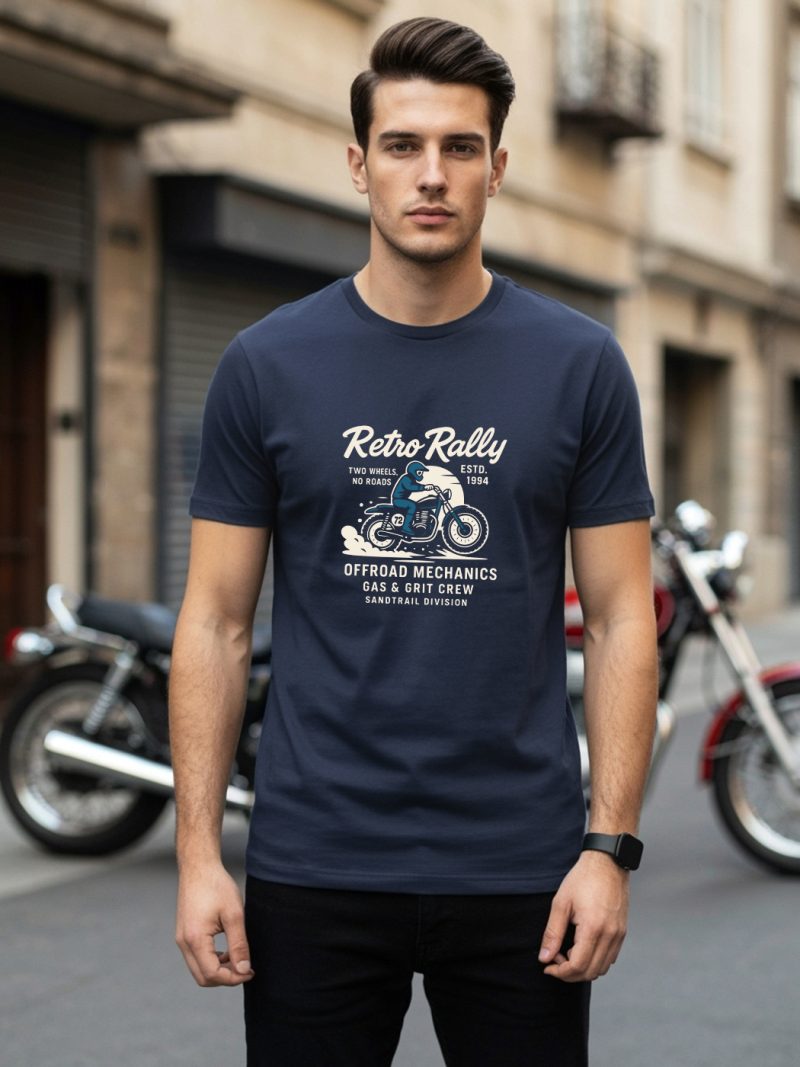 Retro Rally T-Shirt For Men - Half Sleeve