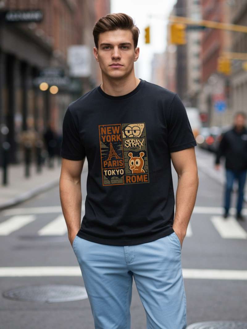 Street Travel T-Shirt For Men - Half Sleeve
