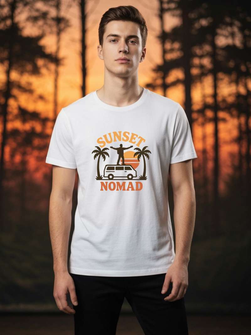 Sunset Nomad T-Shirt For Men - Half Sleeve