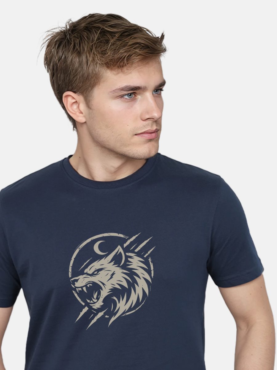 Wolf T-Shirt For Men - Half Sleeve - Image 2