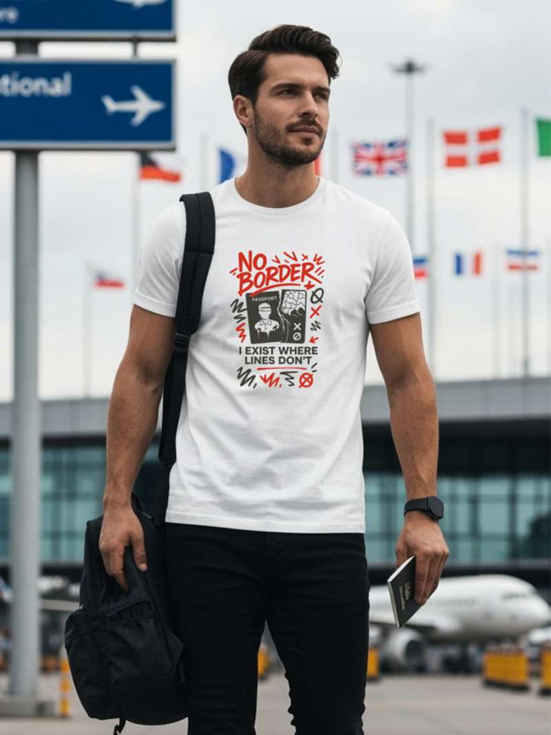 No Border T-Shirt For Men - Half Sleeve