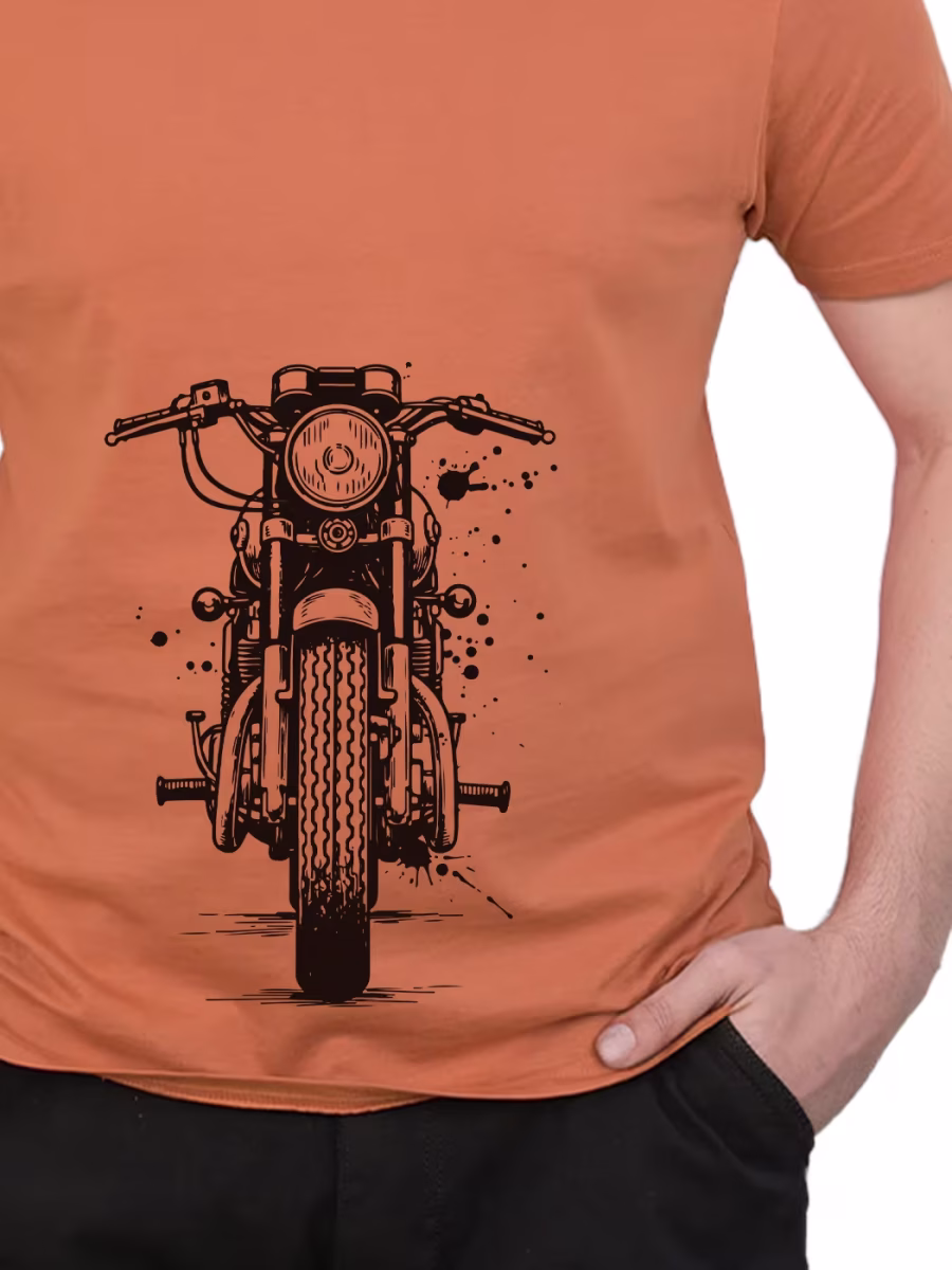 Motorcycle Graphical T-Shirt For Men - Half Sleeve - Image 2