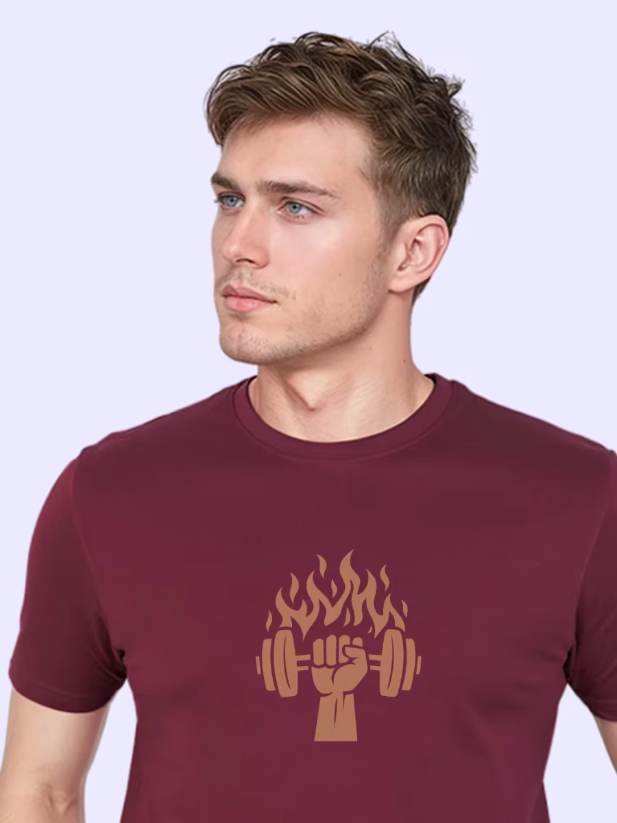 Rise Of The Dumbbell T-Shirt For Men - Half Sleeve - Image 2