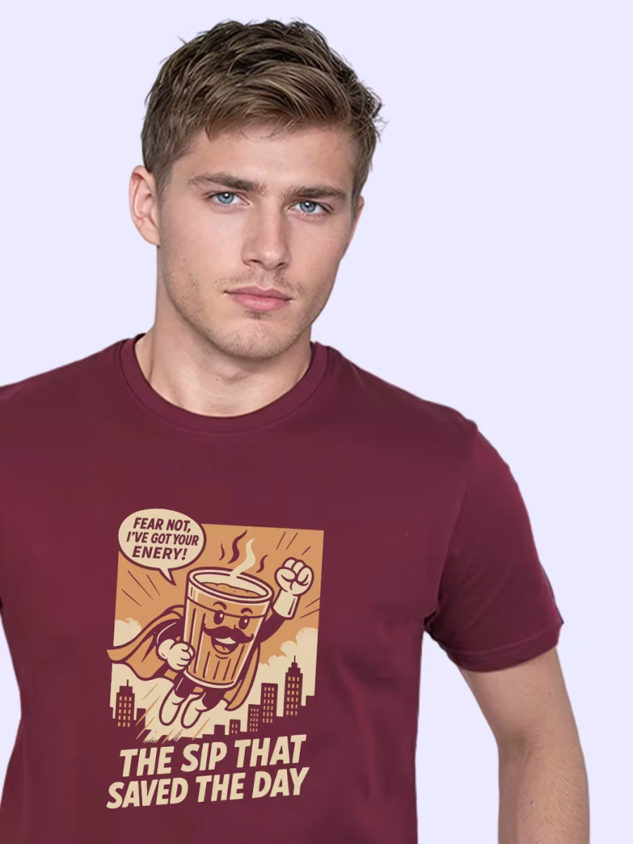 The Sip That Saved The Day T-Shirt For Men - Half Sleeve - Image 2