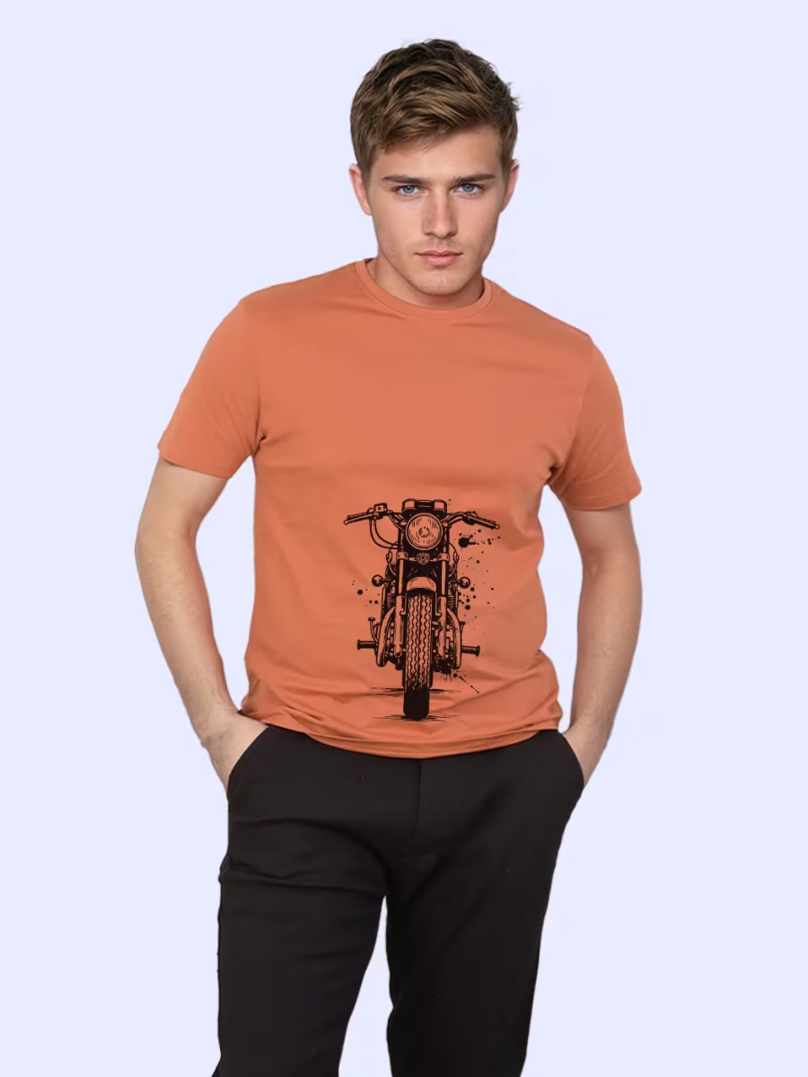 Motorcycle Graphical T-Shirt For Men - Half Sleeve - Image 3