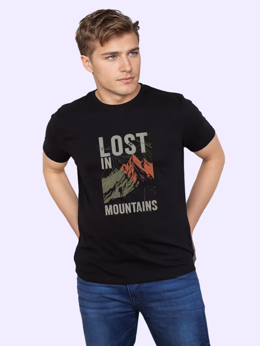 Lost In Mountains T-Shirt For Men - Half Sleeve - Image 3