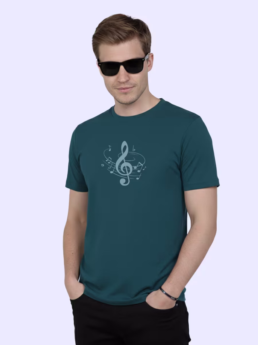 Musical Note Minimal T-Shirt For Men - Half Sleeve - Image 3