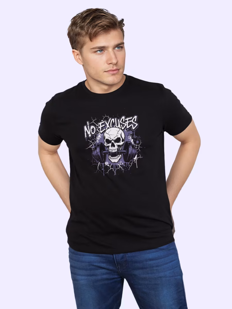 No Excuses T-Shirt For Men - Half Sleeve - Image 3