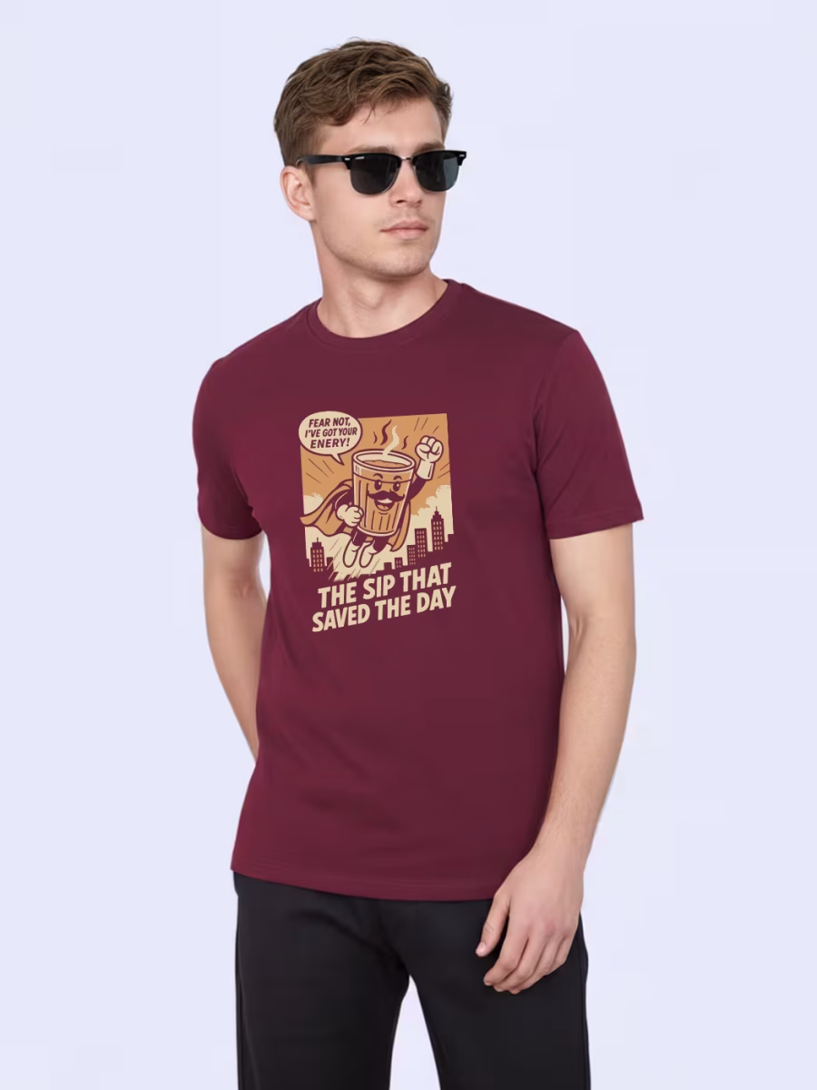 The Sip That Saved The Day T-Shirt For Men - Half Sleeve - Image 3