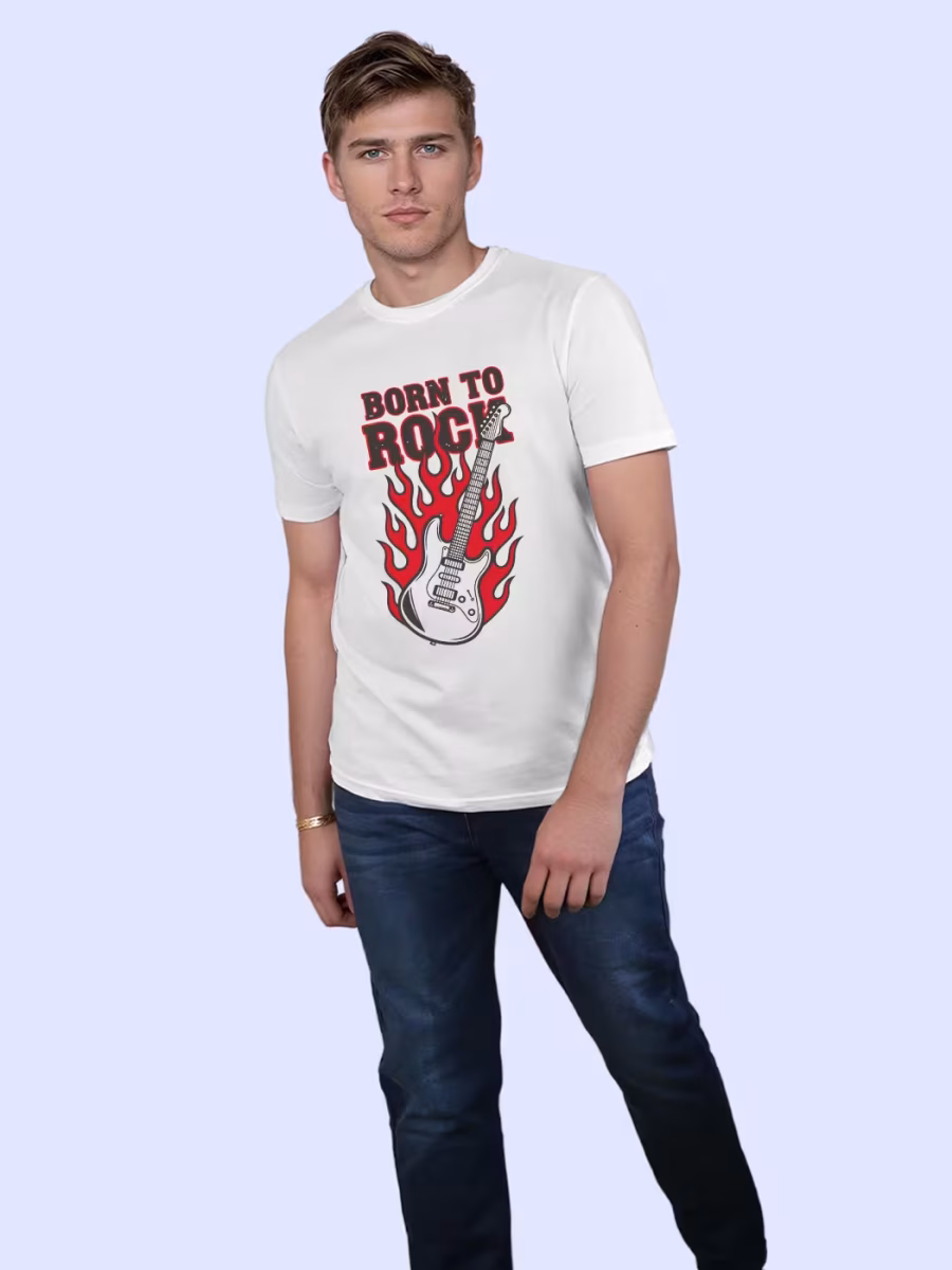 Born To Rock T-Shirt For Men - Half Sleeve - Image 4