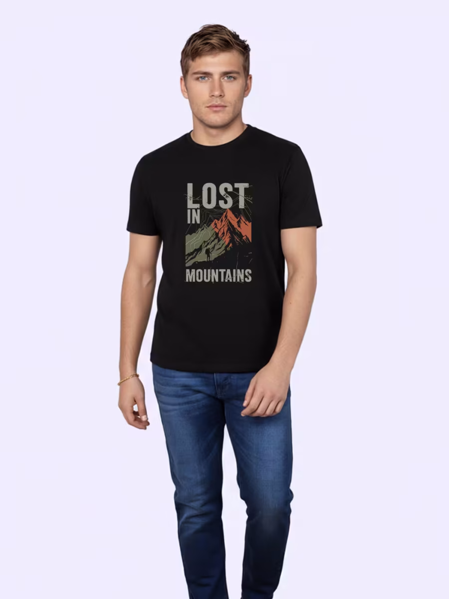 Lost In Mountains T-Shirt For Men - Half Sleeve - Image 4