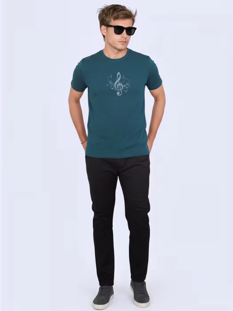 Musical Note Minimal T-Shirt For Men - Half Sleeve - Image 4
