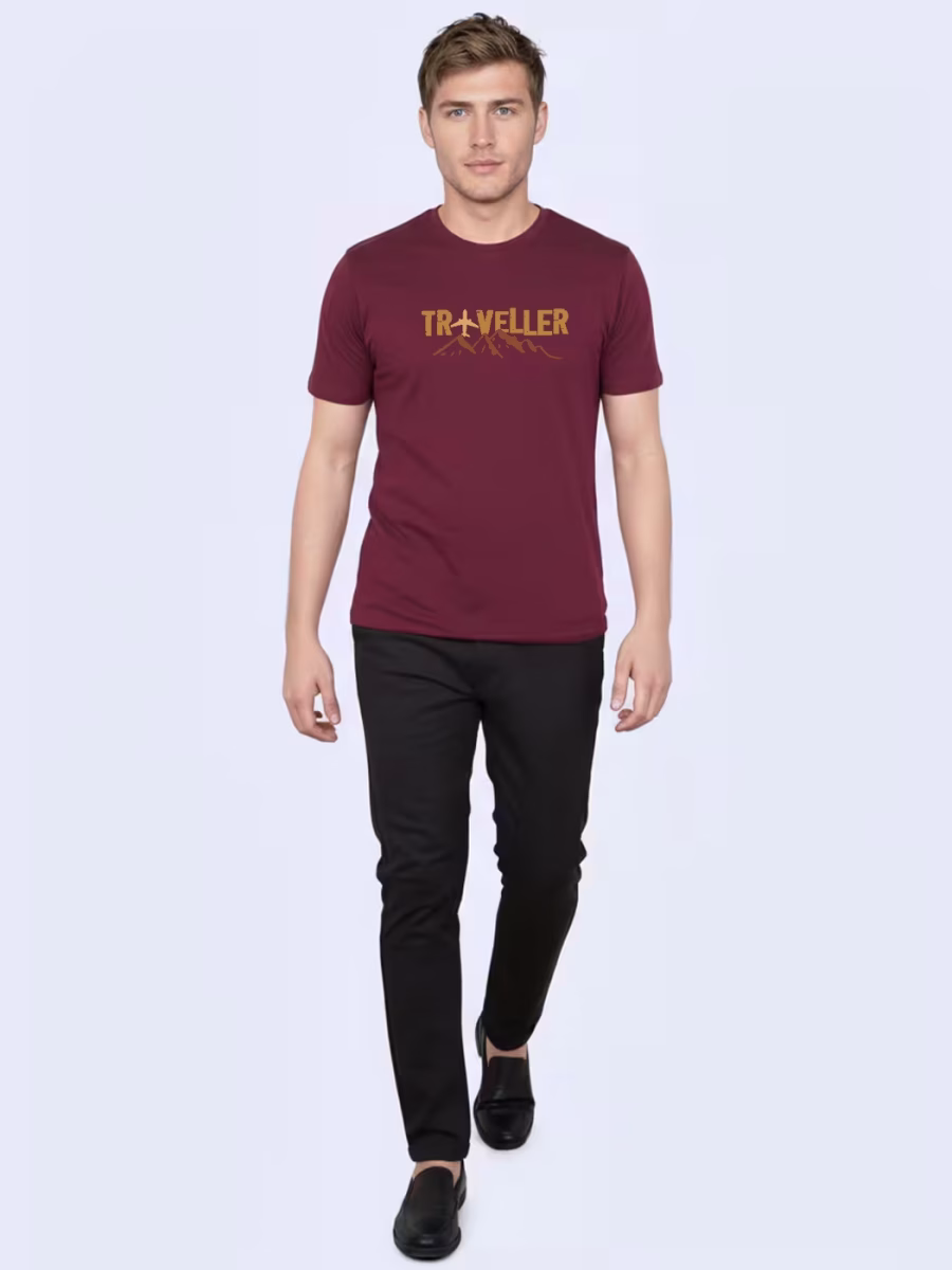 Traveller Typography T-Shirt For Men - Half Sleeve - Image 4