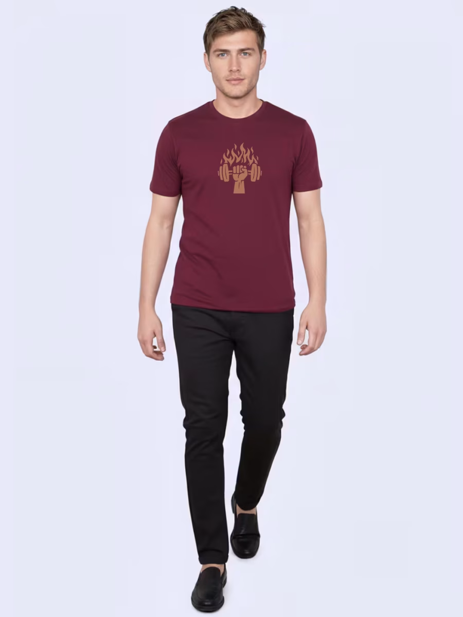 Rise Of The Dumbbell T-Shirt For Men - Half Sleeve - Image 4