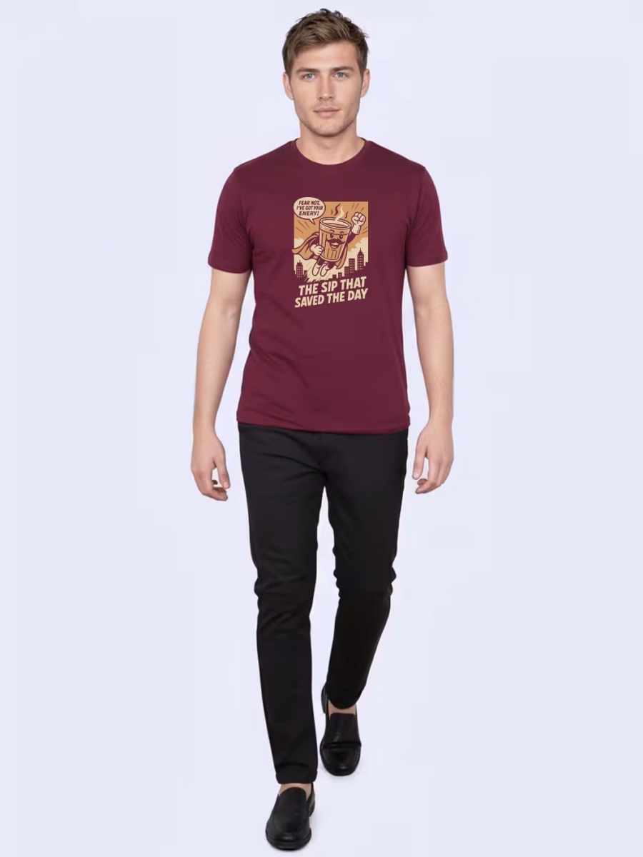 The Sip That Saved The Day T-Shirt For Men - Half Sleeve - Image 4