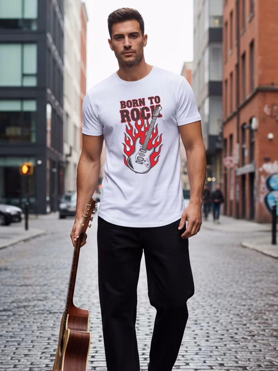 Born To Rock T-Shirt For Men - Half Sleeve