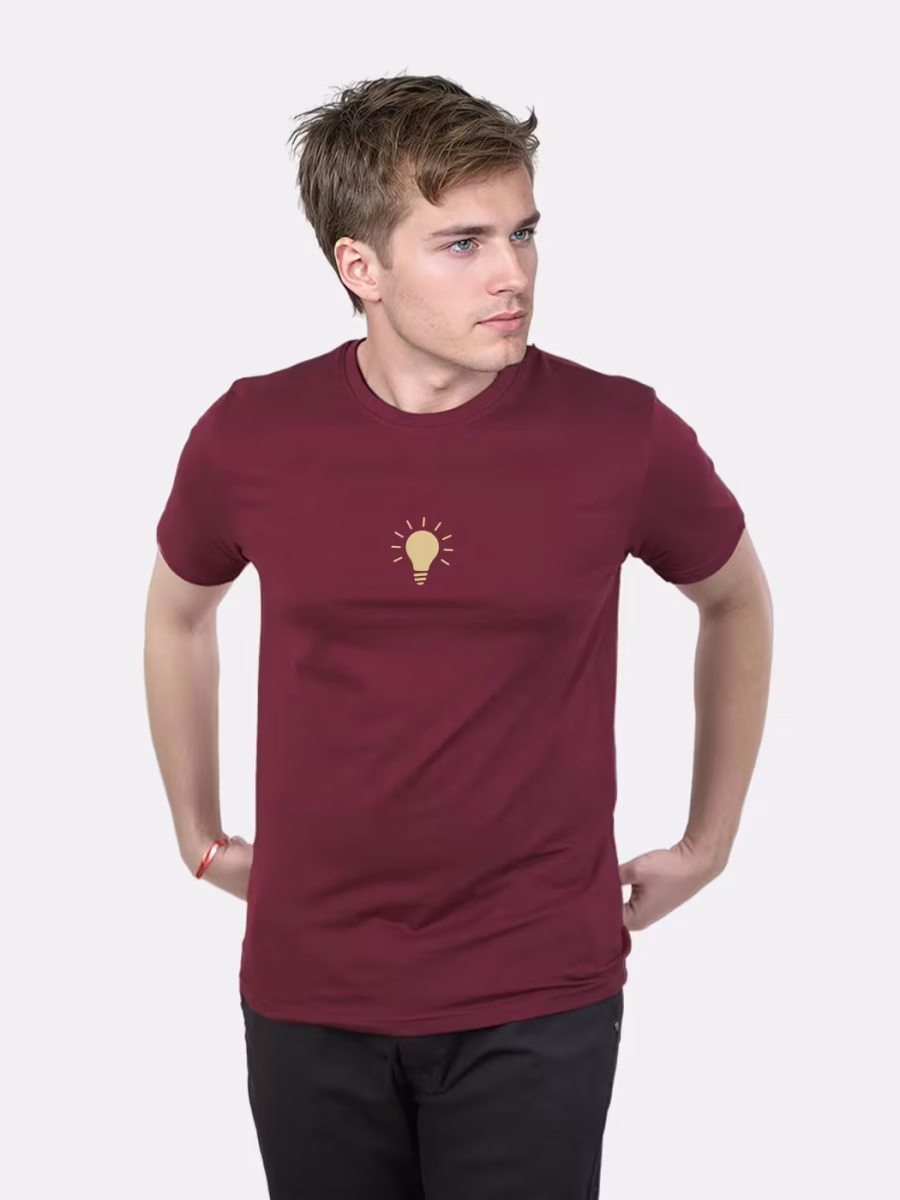 Bulb Printed T-Shirt For Men - Half Sleeve