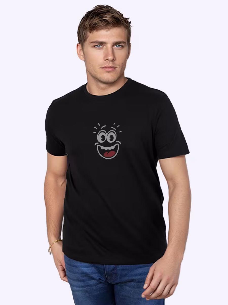 Fun Face Printed T-Shirt For Men - Half Sleeve