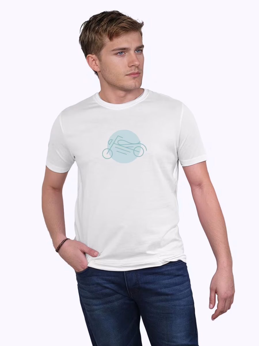 Motorcycle Minimal T-Shirt For Men - Half Sleeve