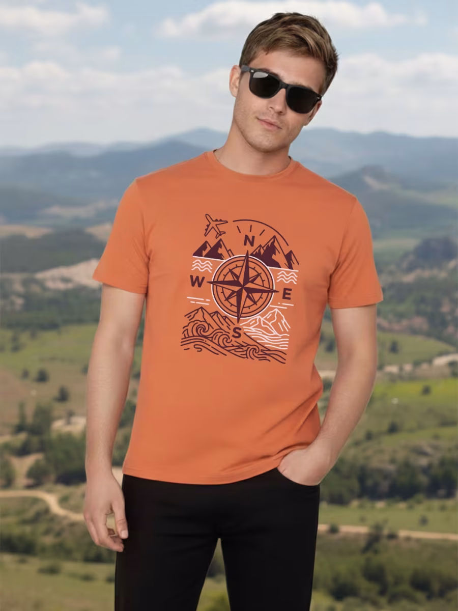 Travel Around T-Shirt For Men - Half Sleeve