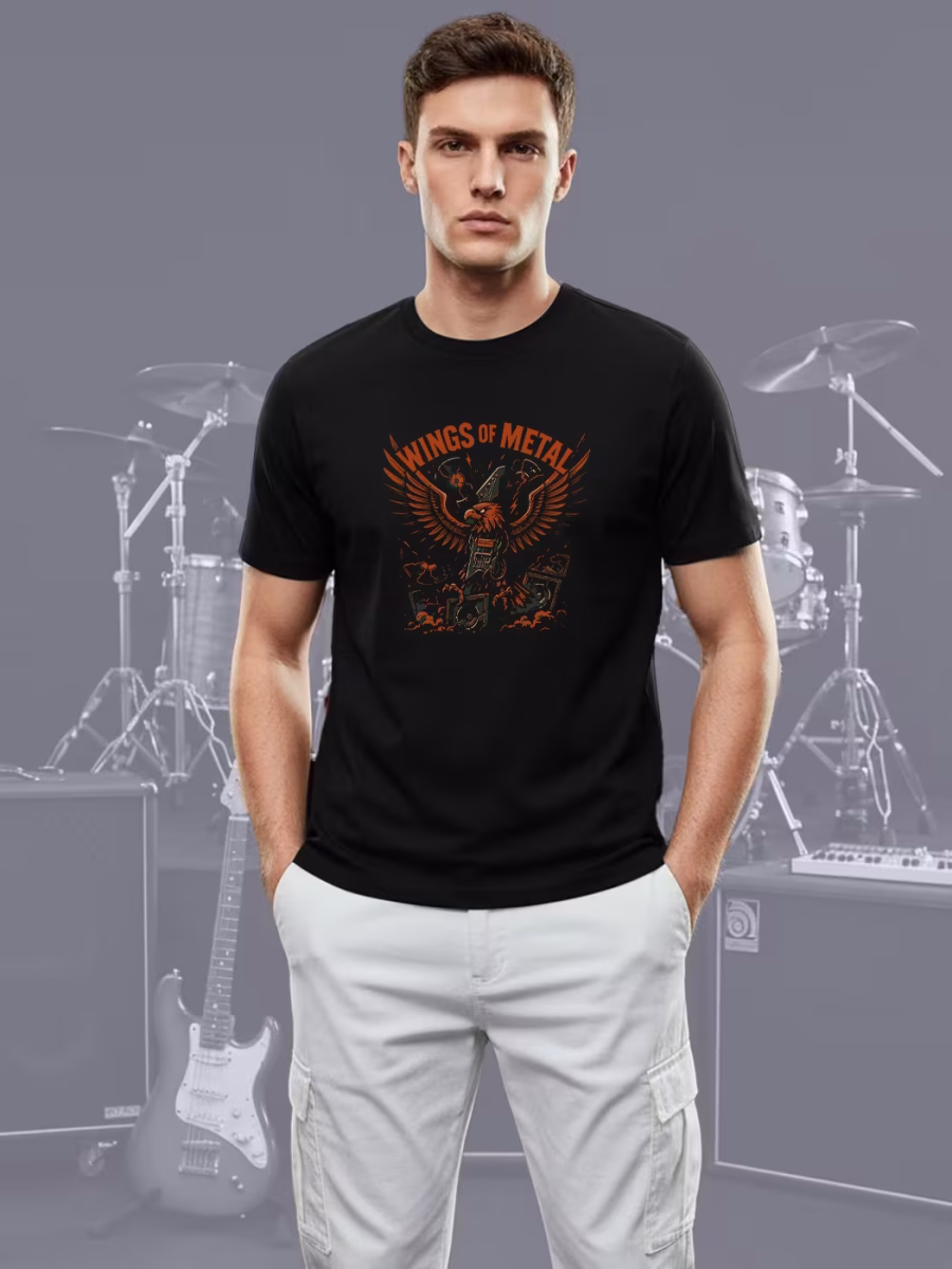 Wings of Metal T-Shirt For Men - Half Sleeve