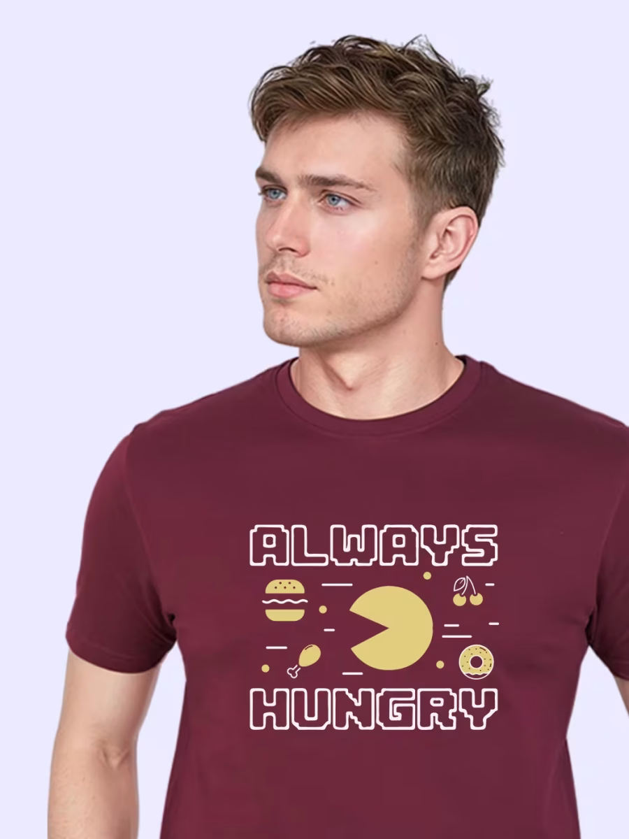 Always Hungry Retro T-Shirt For Men - Half Sleeve - Image 2