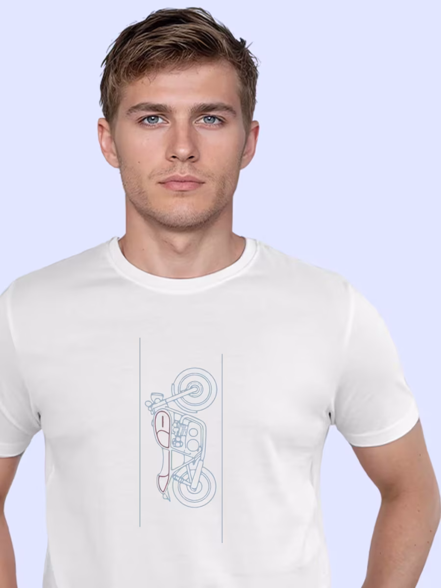 Bike Minimal Line Art T-Shirt For Men - Half Sleeve - Image 2