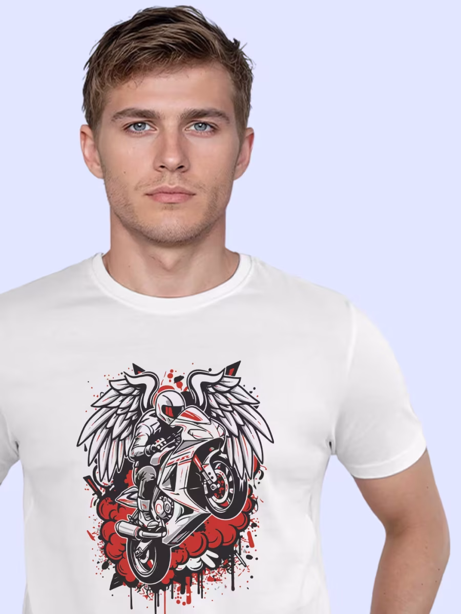 Flying Biker T-Shirt For Men - Half Sleeve - Image 2