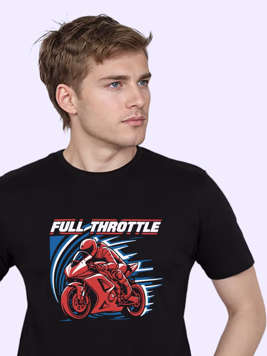 Full Throttle Bike T-Shirt For Men - Half Sleeve - Image 2