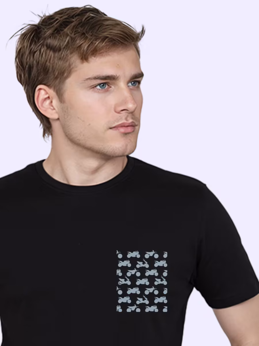 Motorcycle Pattern T-Shirt For Men - Half Sleeve - Image 2