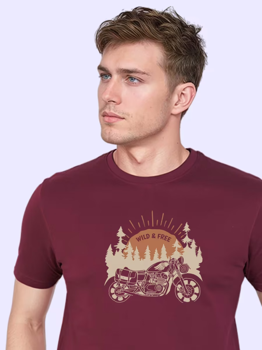 Wild And Free T-Shirt For Men - Half Sleeve - Image 2