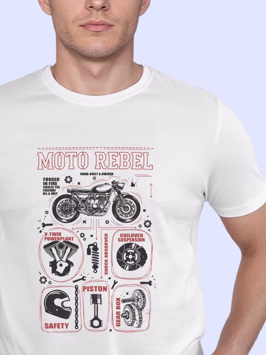 Moto Rebel T-Shirt For Men - Half Sleeve - Image 2