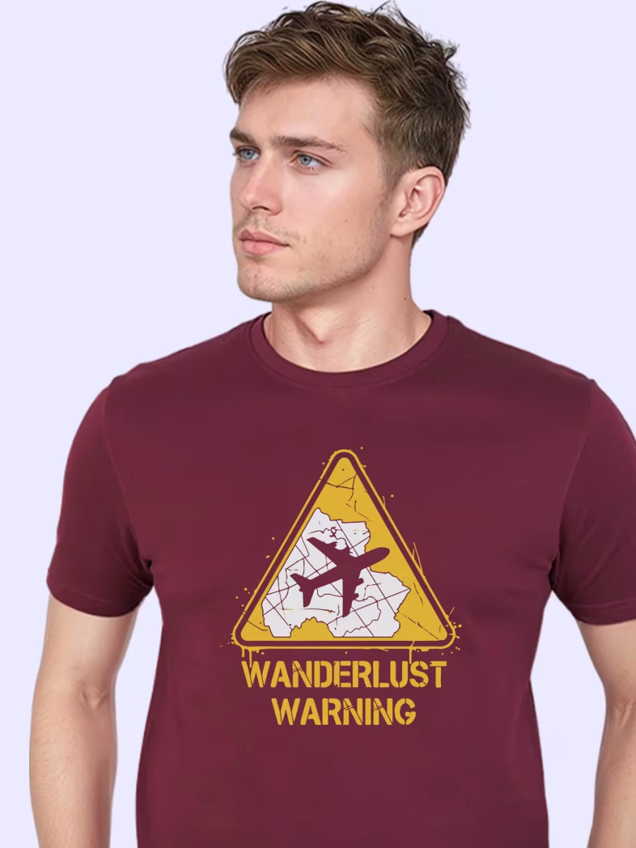 Wanderlust Warning T-Shirt For Men - Half Sleeve - Image 2