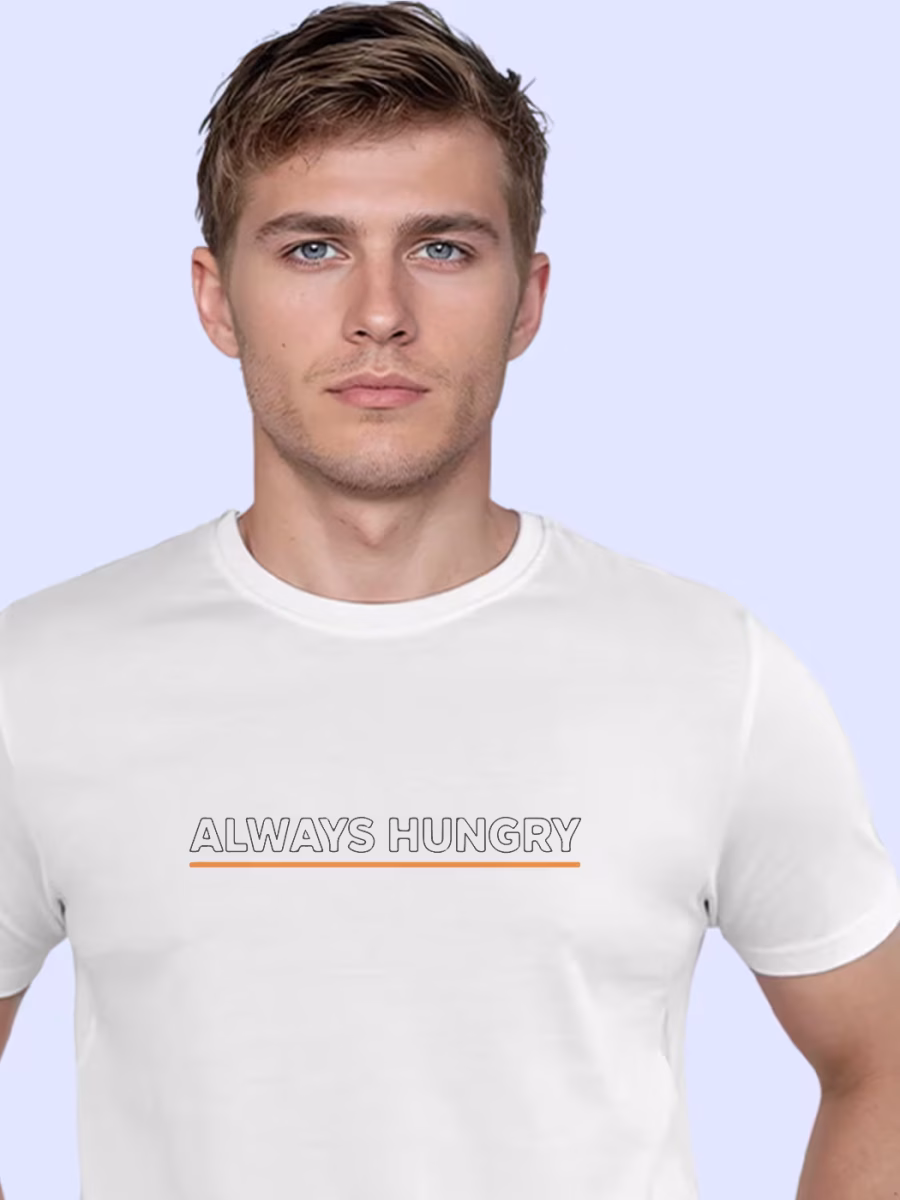 Always Hungry Minimal Chest Print T-Shirt For Men - Half Sleeve - Image 2